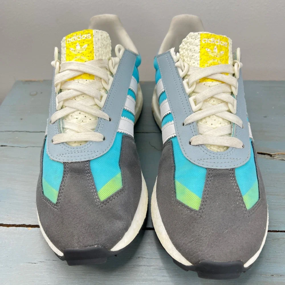 Adidas Retropy E5 Mens 9.5 Pulse Blue Grey White Boost Sneakers check details!!!